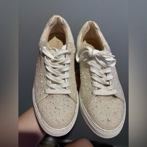 Betsey Johnson Sparkling Cream Sneakers